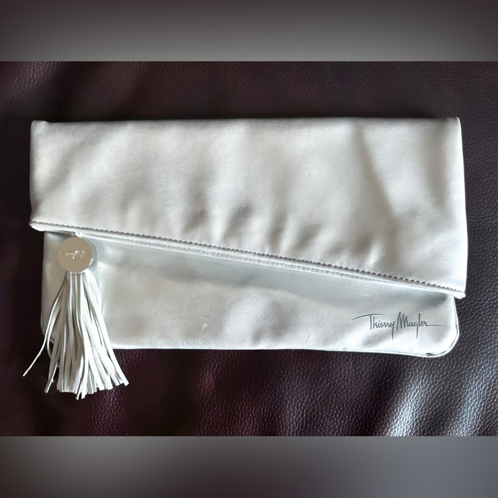 EUC Thierry Mugler Metallic Silver Clutch